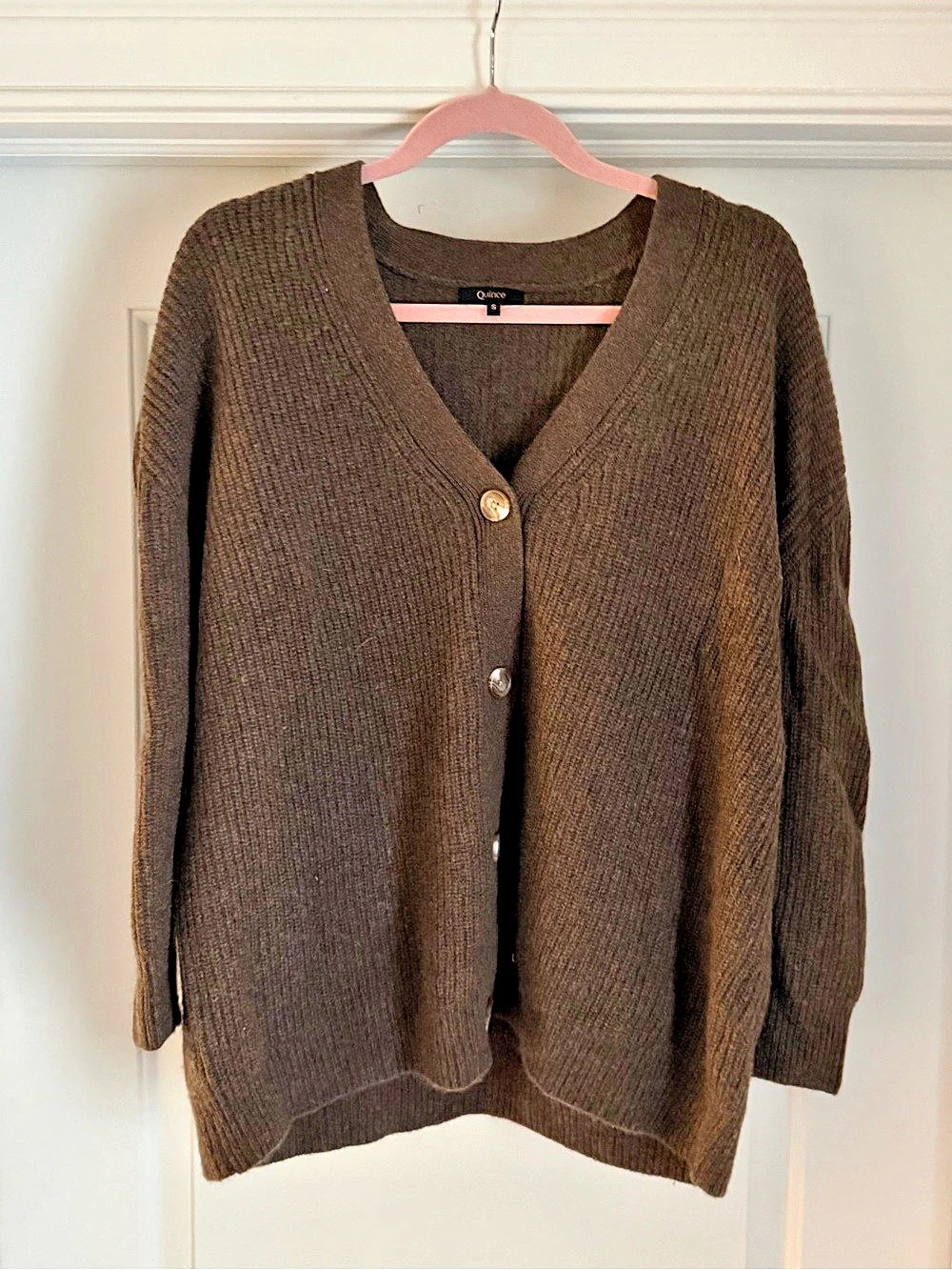 Quince Mongolian Cashmere Oversized Boyfriend Cardigan Sweater Boyfriend